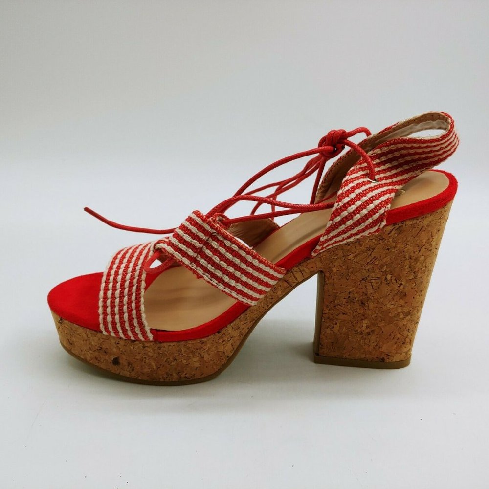 Yoki Nolan 30 Fabric Lace Up High Heel Sandal NEW - Picture 2 of 9